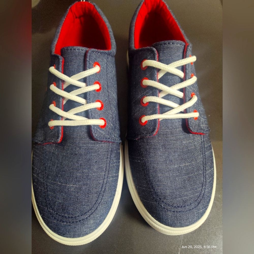 Size 5 Nautica Denim Casual Shoes - Blue and Red